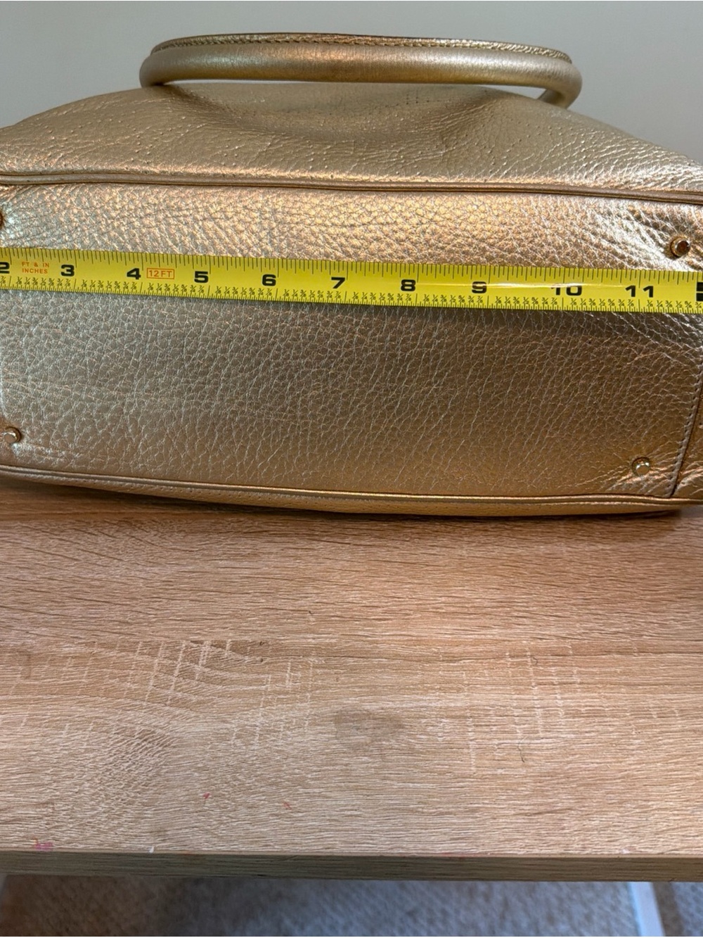 Kate Spade Gold Metallic Leather Handbag Perforated Shoulder Bag - Picture 12 of 13